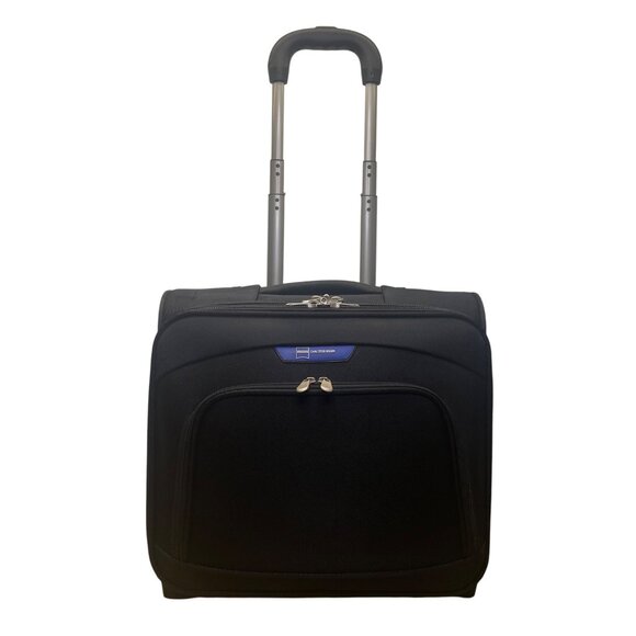 Zeiss Black Fabric With Telescoping Handle Rolling Travel Carry-On Luggage - Picture 1 of 10